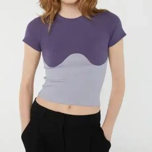 Oak + Fort Colour block tee purple medium
